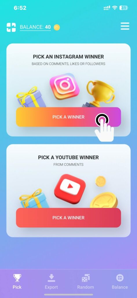 Step 4 You to Gift Instagram giveaway pick a winner