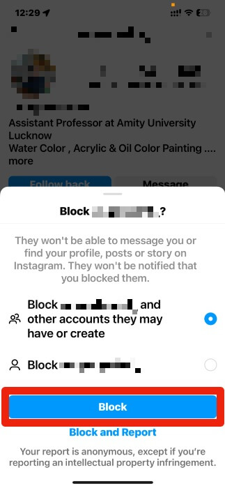 Confirm blocking action