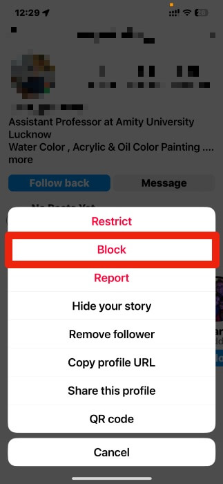 Insta block people option