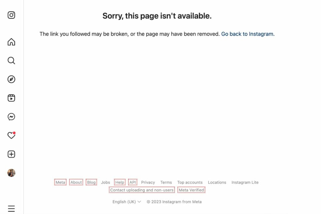 Instagram – Sorry, this page isn't available