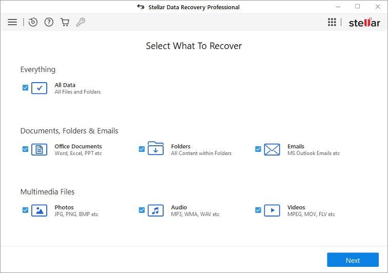 Select what to recover