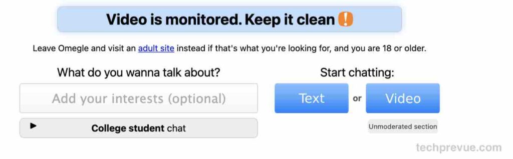 Omegle Add interests