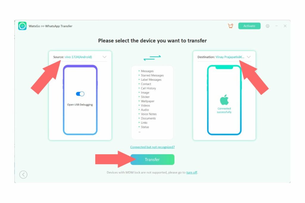 iToolab WatsGo WhatsApp Transfer devices