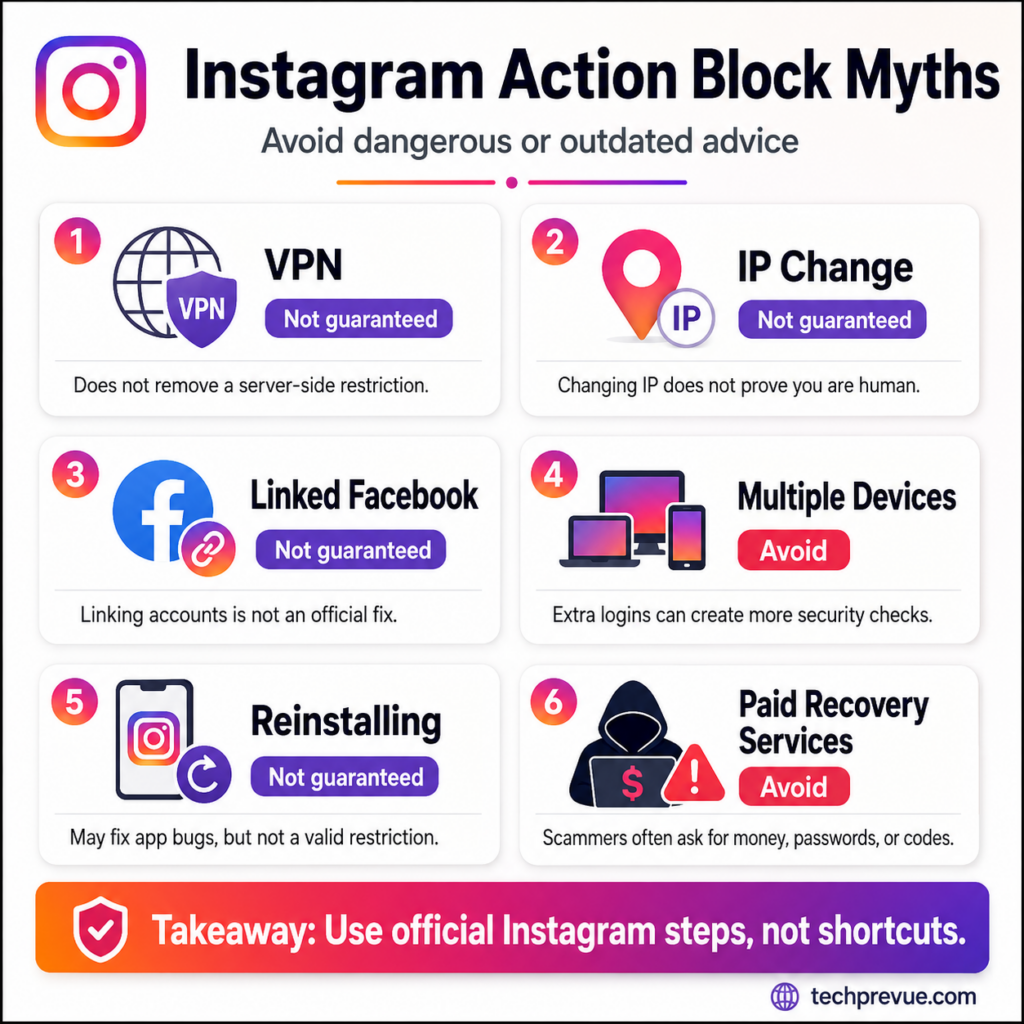 Instagram action block myths Instagram action block myths