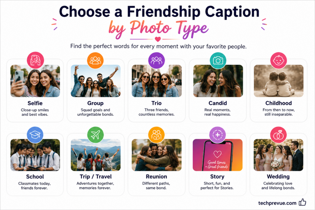 Guide to choosing friendship captions for Instagram by photo type
