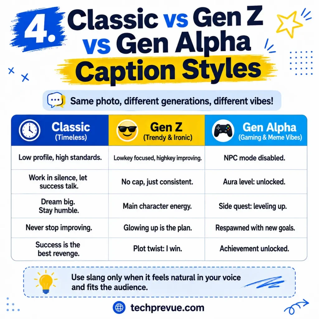 Classic vs Gen Z vs Gen Alpha caption styles Classic vs Gen Z vs Gen Alpha caption styles