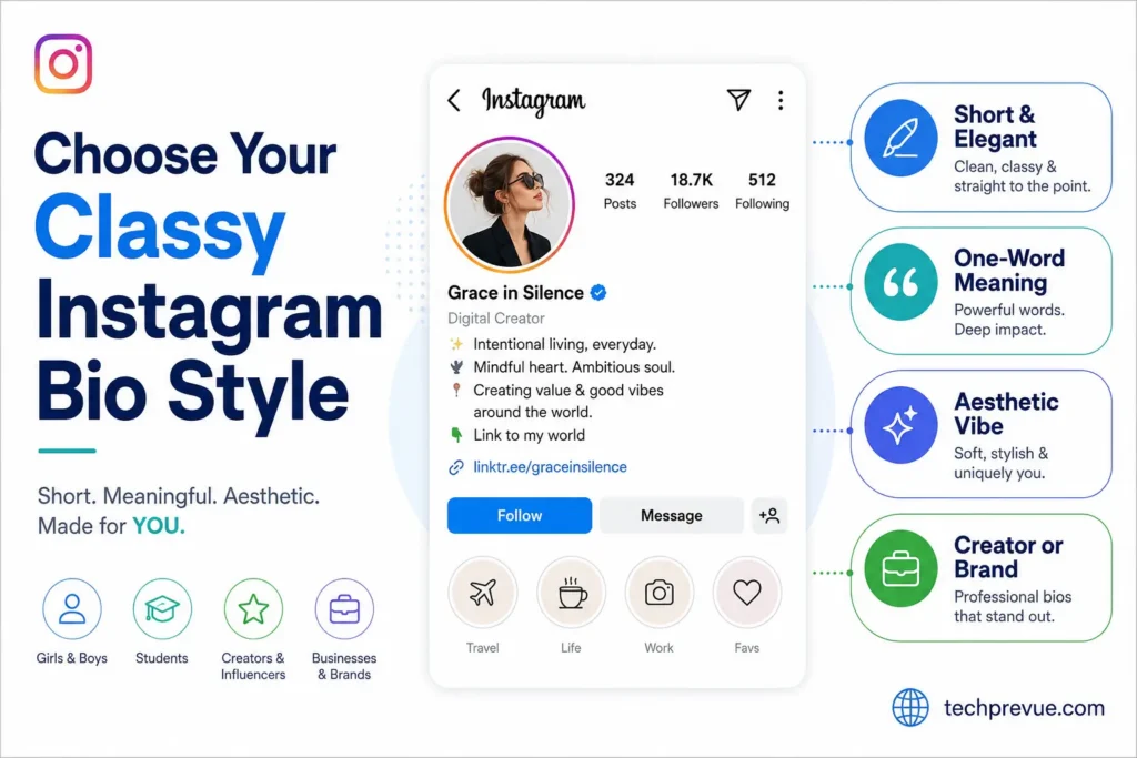 Classy Instagram bio ideas for girls, boys, students, creators, influencers, businesses, and brands