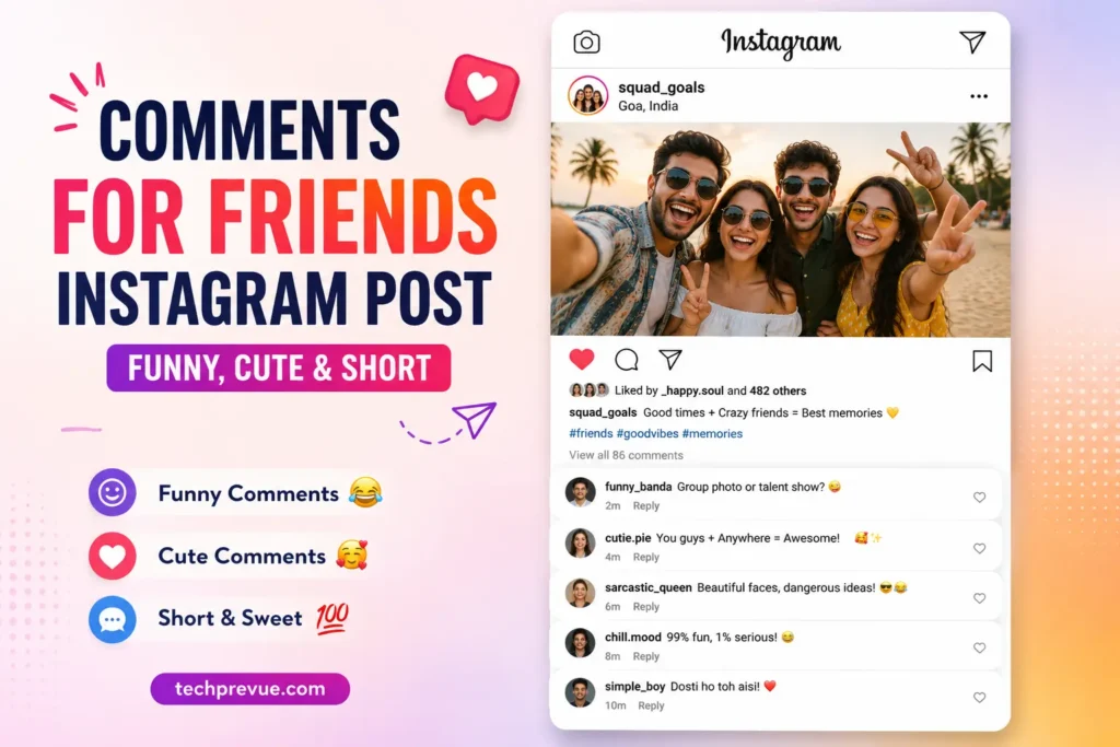 Comments for friends Instagram post