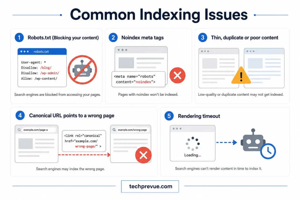 The most common indexing issues