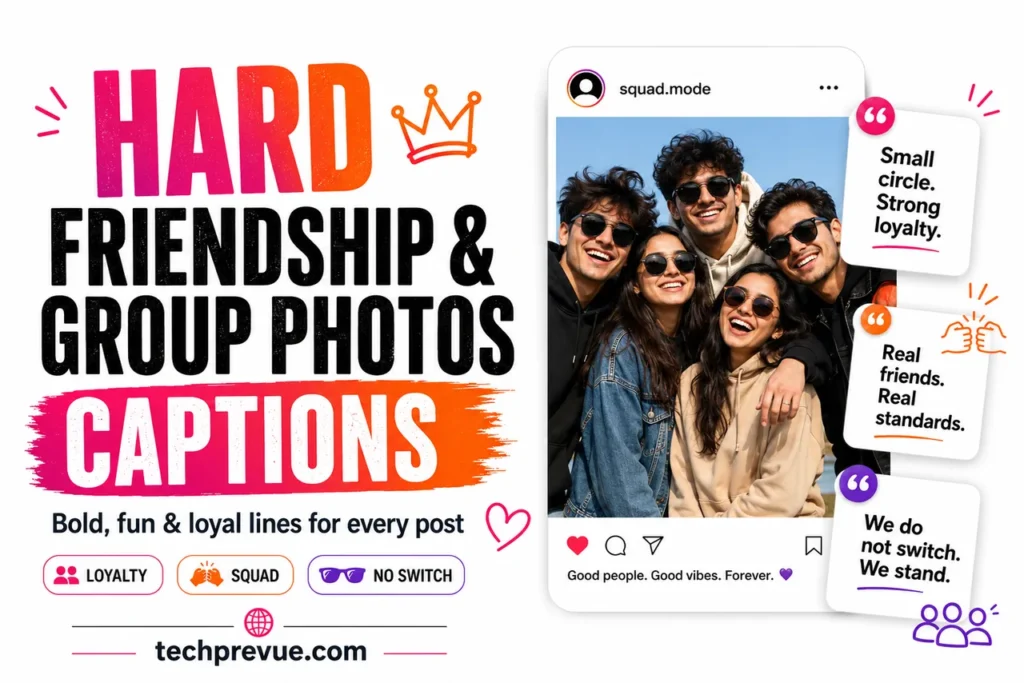 Hard friendship group photo captions for Instagram