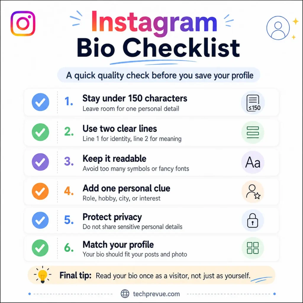 Instagram bio checklist Instagram bio checklist