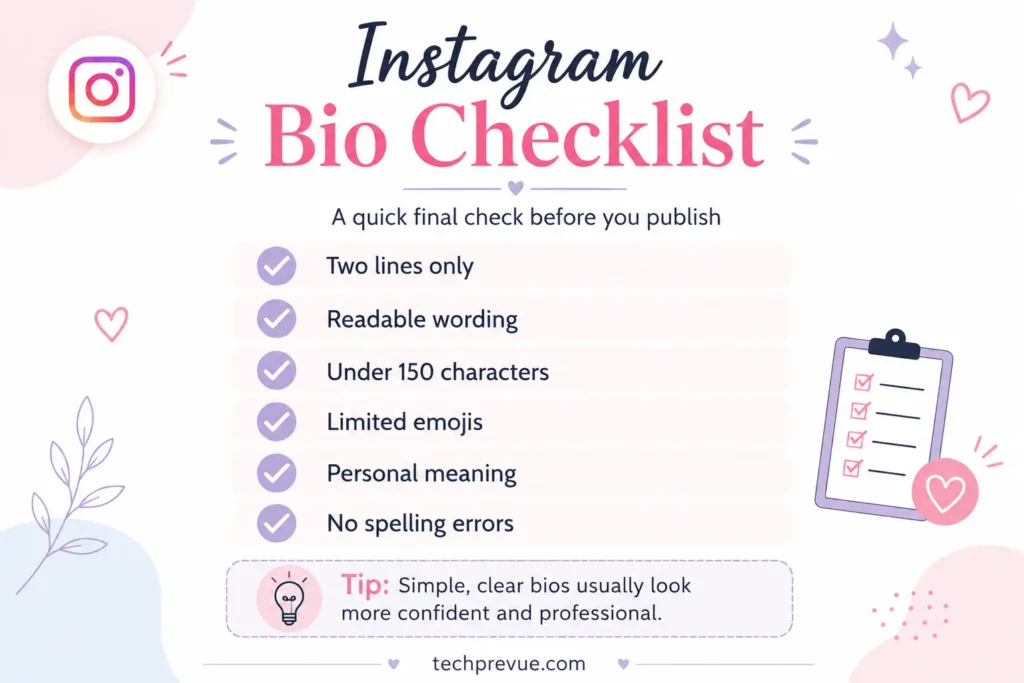Instagram bio checklist Instagram bio checklist