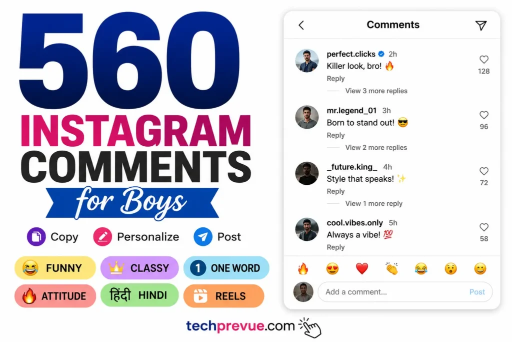 Comment for Boys Pic on Instagram