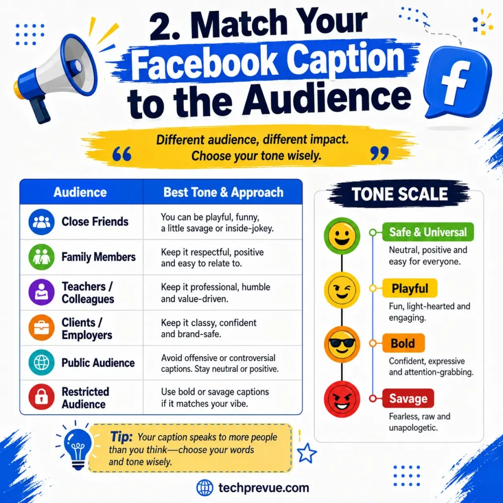 Match your Facebook caption to the audience Match your Facebook caption to the audience