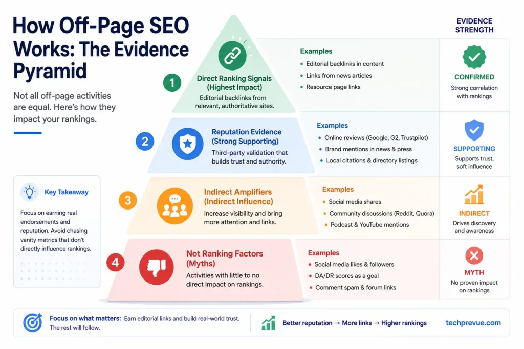 Off-page SEO evidence pyramid Off-page SEO evidence pyramid