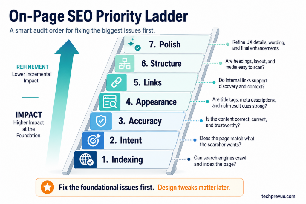 On-page SEO priority ladder On-page SEO priority ladder