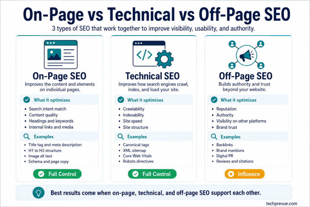 On-page SEO vs Off-page SEO vs Technical SEO On-page SEO vs Off-page SEO vs Technical SEO