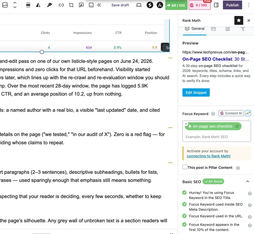On-Page SEO Checklist: 30 Steps to Rank in 2026 2 Rankmath keyword panel