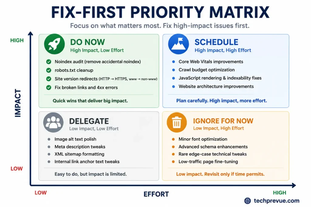Technical SEO Checklist: 28 Fixes Ranked by Impact (2026) 1 Technical SEO checklist what to fix first