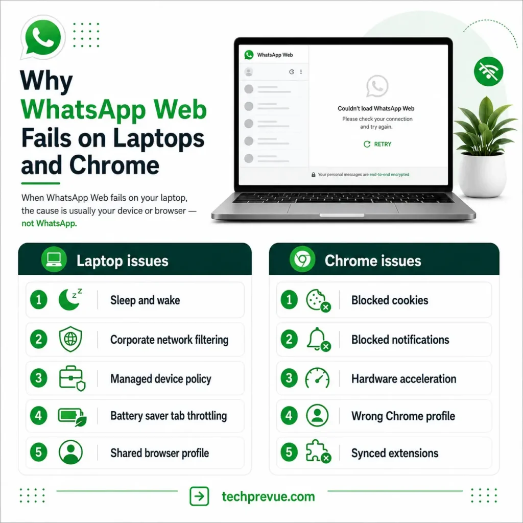 Why WhatsApp Web fails on laptops n chrome