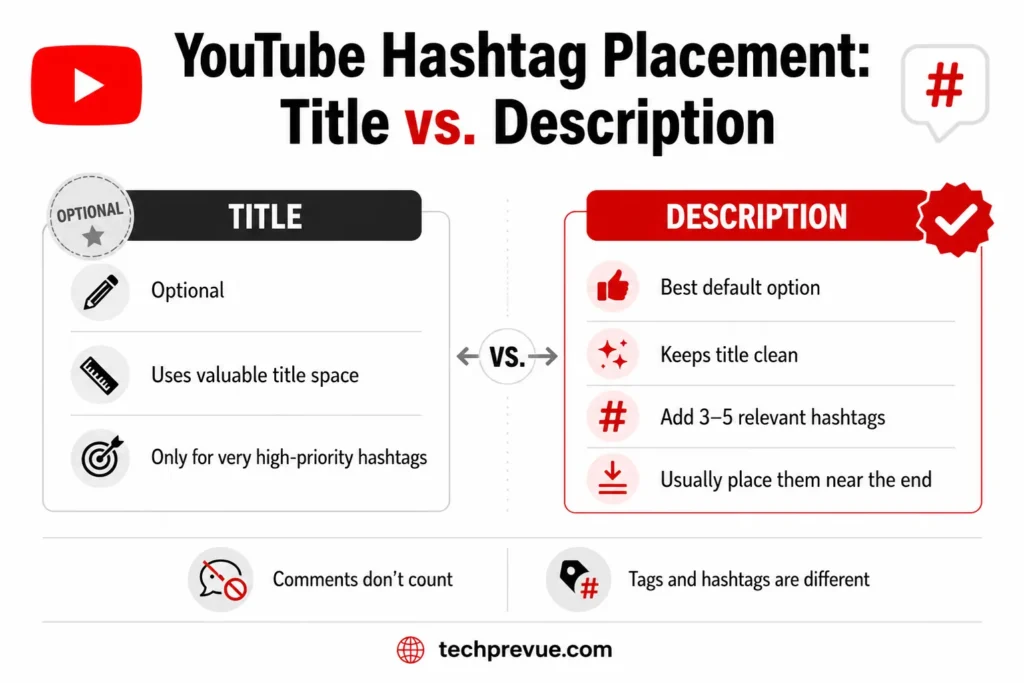 YouTube trending hashtags placement – Title vs. Description