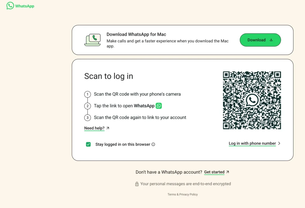 WhatsApp Web Login with QR code